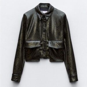 ZARA SNAKE PATTERNED CROP JACKET